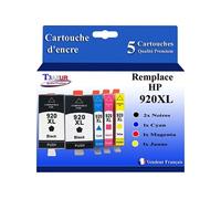 5 Cartouches compatibles avec l'imprimante HP OfficeJet 7500A, 7500A Wide Format remplace HP 920XL (Noire+Couleur)-