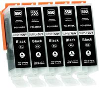 5 Cartouches D'Encre Avec Puce Compatible Avec Canon Pgi-550 Pgbk Noir Pour Canon Pixma Ip7250 Ip8750 Ix6850 Mg5450 Mg5550 Mg5650 Mg5655 Mg6350 Mg6450 Mg6650 Mg7150 Mg7550 Mx725 Mx925
