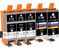 5 Cartouches D'Encre Compatible Avec Canon Pgi-35 Cli-36 Pour Pixma Ip100 Ip110 Ip110+Battery Ip110 Series Mini260 Tr150 Ip100V Ip110 Battery 260 Mini