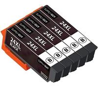 5 Cartouches d'encre Compatible avec Epson 24XL / 24 XL Noir Multipack pour Expression Photo XP55 XP65 XP750 XP760 XP850 XP860 XP950 XP960 XP970