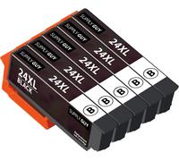 5 Cartouches d'encre Compatible avec Epson 24XL / 24 XL Noir Multipack pour Expression Photo XP55 XP65 XP750 XP760 XP850 XP860 XP950 XP960 XP970