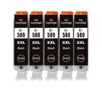 5 cartouches d'encre compatibles avec PGI-580 XXL - 5 cartouches d'encre XXL avec nouvelles puces avec indicateur de niveau