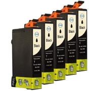 5 Cartouches d'encre pour Epson Noir/Black toutes les avec puce S22, SX215, SX130, SX230, SX235 SX235 W, SX420 W, SX425 W, SX435 W, SX440 W, SX445 W, Office BX305 F, Office BX305 Plus remplace Epson T1281 Noir
