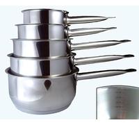 BAUMALU - Lot de 5 Casseroles Ligne Professionnelle - Acier Inoxydable Haut de Gamme - Bord Verseur - Tous Feux dont Induction - Triple Fond Diffuseur - Ø12 à 20cm