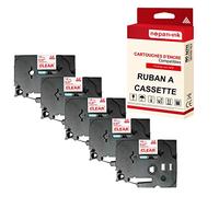 5 Cassettes à Ruban étiqueteuse TZE-132 (Rouge - Transparent) 12 mm * 8 m Compatible pour Brother P-Touch 1000, 1005BTS, 1005F,