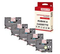 5 Cassettes à Ruban étiqueteuse TZE-252 (Rouge - Blanc) 24 mm * 8 m Compatible pour Brother P-Touch D600, E550WVP, D800W, H500,