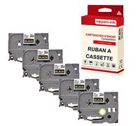 5 Cassettes à Ruban étiqueteuse TZE-355 (Noir - Blanc) 24 mm * 8 m Compatible pour Brother P-Touch D600, E550WVP, D800W, H500,