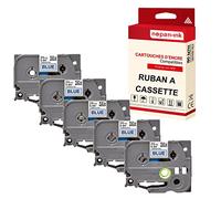 5 Cassettes à Ruban étiqueteuse TZE-551 (Noir - Bleu) 24 mm * 8 m Compatible pour Brother P-Touch D600, E550WVP, D800W, H500, P