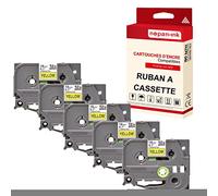 5 Cassettes à Ruban étiqueteuse TZE-641 (Noir - Jaune) 18 mm * 8 m Compatible pour Brother P-Touch D450, D450VP, D800W, D600, E