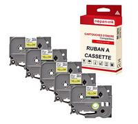 5 Cassettes à Ruban étiqueteuse TZE-651 (Noir - Jaune) 24 mm * 8 m Compatible pour Brother P-Touch D600, E550WVP, D800W, H500,