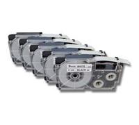 5 Cassettes à ruban vhbw 9mm pour Casio KL-8200, KL-C500, KL-P1000. Remplace: Casio XR-9WE1, XR-9WE. G