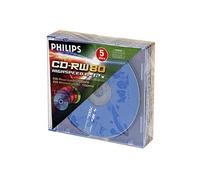 Philips - 5 x CD-RW - 700 Mo (80 min) 4x - 12x - boîtier CD étroit G