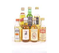 5 cl whisky lot de 7 mignonnettes barrister glen rothes bushmills clan campbell highland walker aberlour alcool années 80