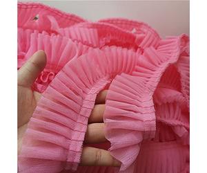 5 cm, double couche, tissu en dentelle plissée 3D, garniture à volants, col brodé, ruban, couture de vêtements, matériel d'épissure de jupe(Dark Pink)