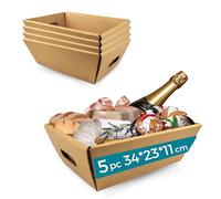 5 Coffrets en Carton Vide sans Couvercle 34x23x11cm | Coffret de Cadeaux de Noël, Pâques, Fête des Pères, Fête des Mères | Corbeilles d'Entreprise et Coffrets pour la Famille et les Amis