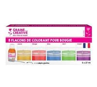 5 colorants pour bougie - jaune-rouge-bleu-vert-violet Multicolore G