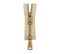 5# coloré à Bout Ouvert Double curseurs cuivre métal Fermeture éclair 10-80cm Bricolage Artisanat pour Coudre vêtement de Poche en Tissu, Beige, 60cm