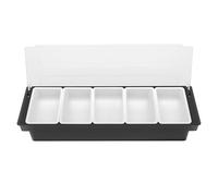 5 compartiments - Récipient à épices amovible et réutilisable - Distributeur d'épices - Boîte à fruits - Présentoir avec couvercle - Station à pizza - Station de cuisson pour restaurant, maison