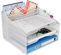 5 Compartiments Trieur Bureau Pour Optimiser L'espace, Porte Revue Pour Classer Papiers A4 À La Maison Et Au Bureau, Corbeille À Courrier Métal Ranger Documents, Noir