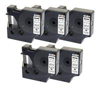 5 Compatibles Rubans d'étiquettes D1 45010 S0720500 noir sur clair 12mm x 7m pour DYMO LabelManager LM 160 210D 220P 260P 280 360D 420P 450D 500TS PnP MobileLabeler LabelPoint LabelWriter LW 450 Duo