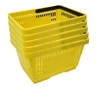 5 corbeilles de vente en plastique avec anse 20 litres 40cm gerbable jaune