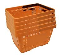 5 corbeilles de vente en plastique avec anse 20 litres 40cm gerbable orange
