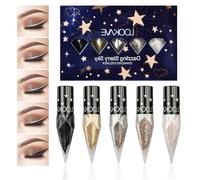 5 Couleurs Glitter Eyeliner Liquide, Diamant Scintillant Eyeliner, Ensemble Imperméable Eye-liner, Fard à Paupière Paillette Liquid, Imperméable Longue Tenue, pour Festival Fête Maquillage (B)