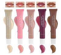 5 Couleurs Gloss Repulpant Levres, Lip Plumper Huile a Levre, Hydrating Lip Gloss Transparent, High Shine Glass Finish Lip Oil Nude Colors Shiny Jelly Liquid Lipstick for Women