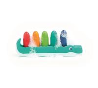 Ludi – Crayons de bain effaçables – Dès 10 mois – 5 crayons et support crocodile en mousse