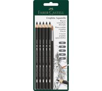 5 crayons graphite - Aquarellable - HB,2B,4B,6B,8B - Pinceau inclus - Faber-Cast