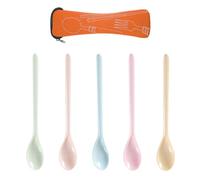 5 Cuillères À Manche Et 1 Sac À Couverts, Cuillères En Plastique, Cuillères Incassables, Cuillères À Mélanger, Cuillères Pour Enfants, Cuillères À Confiture