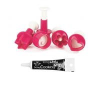 5 découpoirs pâte à sucre + Stylo de glaçage noir Scrapcooking