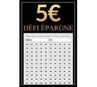 5€ Défi épargne: Tracker 5 euros défi d'épargne, carnet de challenge défi épargne, sous forme de coloriage, 100 pages, format A5