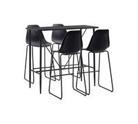 Ensemble de Bar 5 pcs Plastique Noir Mobilier Comptoir Pub Bistrot vidaXL