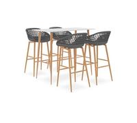vidaXL Ensemble de bar 5 pcs Blanc et gris