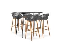 Vidaxl Ensemble De Bar 5 Pcs Noir Et Gris Noir