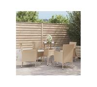 5-delige Bistroset met kussens poly rattan beige3187421
