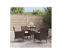 Ensemble de Bistro de Jardin avec Coussins Patio Terrasse Résine Tressée vidaXL