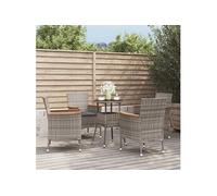 vidaXL 5-delige Bistroset met kussens poly rattan grijs3187425 Gris G