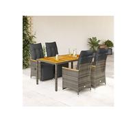 vidaXL 5-delige Bistroset met kussens poly rattan grijs3276969 G