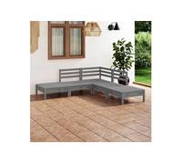 Vidaxl Salon De Jardin 5 Pcs Bois De Pin Massif Gris Gris