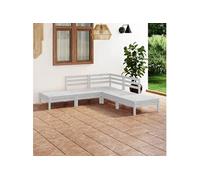 5-delige Loungeset massief grenenhout wit3082638