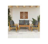 Vidaxl Salon De Jardin Avec Coussins 5 Pcs Bois D'acacia Solide