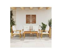 Vidaxl Salon De Jardin Avec Coussins 5 Pcs Bois D'acacia Solide