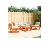 Vidaxl Salon De Jardin 5 Pcs Avec Coussins Cire Marron Bois Pin Massif