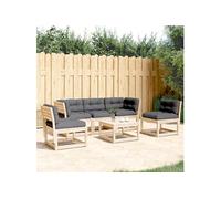 Vidaxl Salon De Jardin 5 Pcs Avec Coussins Bois De Pin Massif