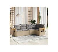 5-delige Loungeset met kussens poly rattan beige3226787