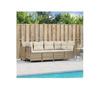 Vidaxl Salon De Jardin Avec Coussins 5 Pcs Beige Résine Tressée