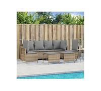 Vidaxl Salon De Jardin Avec Coussins 5 Pcs Beige Résine Tressée
