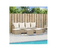 Vidaxl Salon De Jardin Avec Coussins 5 Pcs Beige Résine Tressée